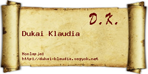 Dukai Klaudia névjegykártya